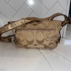 Gold Coach Logo Tote Purse